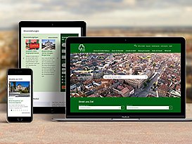 Website der Stadt Fürth auf verschiedenen Endgeräten